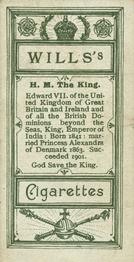 1902 Wills’s Coronation Series (A) #1 King Edward VII Back