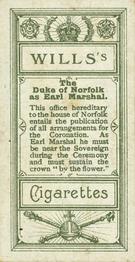 1902 Wills’s Coronation Series (A) #10 The Duke of Norfolk Back