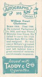 1910 Taddy & Co.'s Autographs Series 1 #6 William Ewart Gladstone Back