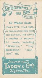 1910 Taddy & Co.'s Autographs Series 1 #8 Sir Walter Scott Back