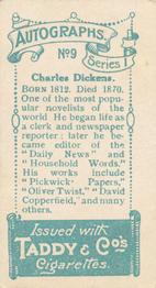 1910 Taddy & Co.'s Autographs Series 1 #9 Charles Dickens Back