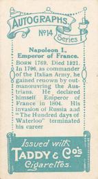 1910 Taddy & Co.'s Autographs Series 1 #14 Napoleon I Back