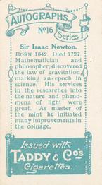 1910 Taddy & Co.'s Autographs Series 1 #16 Sir Isaac Newton Back