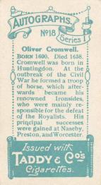 1910 Taddy & Co.'s Autographs Series 1 #18 Oliver Cromwell Back