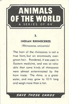 1958 Nabisco Animals of the World #3 Indian Rhinoceros Back