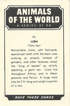 1958 Nabisco Animals of the World #11 Lion Back