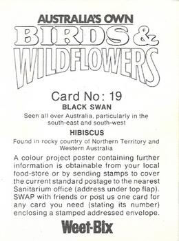 1976 Weet-Bix Australia's Own Birds & Wildflowers #19 Black Swan / Hibiscus Back