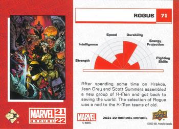 2021-22 Upper Deck Marvel Annual #71 Rogue Back