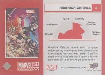 2021-22 Upper Deck Marvel Annual - Blue #3 America Chavez Back
