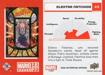 2021-22 Upper Deck Marvel Annual - Blue #23 Elektra Natchios Back