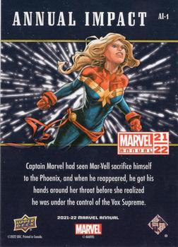 2021-22 Upper Deck Marvel Annual - Annual Impact #AI-1 Captain Marvel Back