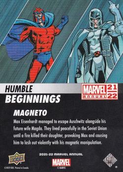 2021-22 Upper Deck Marvel Annual - Humble Beginnings #HB-4 Magneto Back