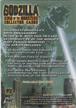 2006 Comic Images Godzilla King of Monsters - Promos #P3 Gaborah, Godzilla and Minya Back
