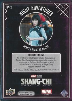 2023 Upper Deck Marvel Shang-Chi and the Legends of the Ten Rings - Night Adventures Gold Autographs #NA-3 Meng'er Zhang Back