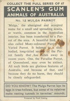 1966 Scanlens Animals of Australia #12 Mulga Parrot Back