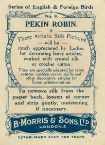 1915 B. Morris & Sons English and Foreign Birds - Silks #9 Pekin Robin Back