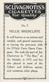 1923 Sclivagnotis’s Actresses and Cinema Stars #3 Nellie Briercliffe Back