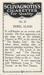 1923 Sclivagnotis’s Actresses and Cinema Stars #27 Isobel Elsom Back