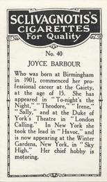 1923 Sclivagnotis’s Actresses and Cinema Stars #40 Joyce Barbour Back