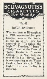 1923 Sclivagnotis’s Actresses and Cinema Stars #42 Joyce Barbour Back