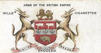 1910 Wills's Specialties Arms of the British Empire #4 Rhodesia Front