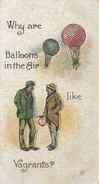 1898 Wills's Conundrums #1 Why are balloons in the air like vagrants? Front