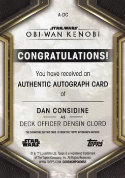 2023 Topps Star Wars: Obi-Wan Kenobi - Autographs #A-DC Dan Considine Back