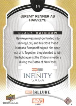 2022 Upper Deck Allure Marvel Studios - Black Rainbow #14 Jeremy Renner as Hawkeye Back