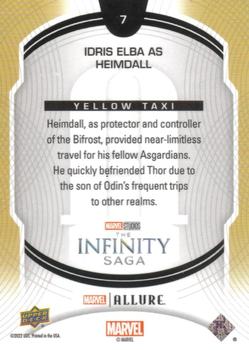 2022 Upper Deck Allure Marvel Studios - Yellow Taxi #7 Idris Elba as Heimdall Back