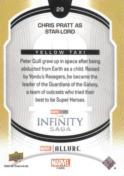 2022 Upper Deck Allure Marvel Studios - Yellow Taxi #29 Chris Pratt as Star-Lord Back