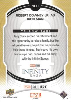 2022 Upper Deck Allure Marvel Studios - Yellow Taxi #100 Robert Downey Jr. as Iron Man Back