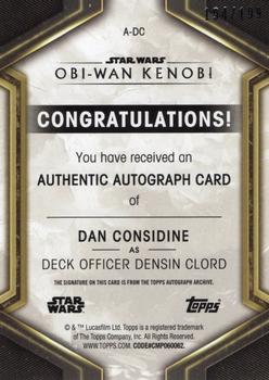 2023 Topps Star Wars: Obi-Wan Kenobi - Autographs Purple #A-DC Dan Considine Back