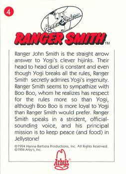 1994 Cardz Arby's Hanna-Barbera #4 Ranger Smith Back