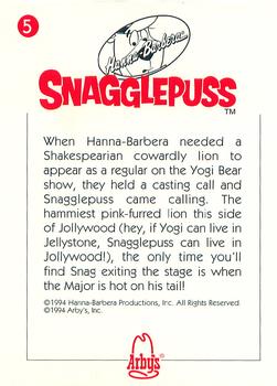 1994 Cardz Arby's Hanna-Barbera #5 Snagglepuss Back