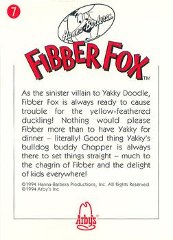 1994 Cardz Arby's Hanna-Barbera #7 Fibber Fox Back