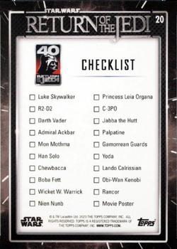 2023 Star Wars: Return of the Jedi 40th Anniversary - Red Foil #20 Movie Poster / Checklist Back