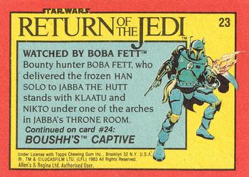 1983 Scanlens Star Wars Return of the Jedi #23 Watched by Boba Fett Back