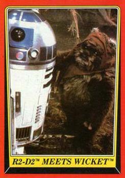 1983 Scanlens Star Wars Return of the Jedi #91 R2-D2 Meets Wicket Front