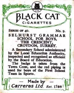 1929 Black Cat School Emblems (Large) #9 Selhurst Grammar School For Boys, The Crescent, Croydon - Surrey Back