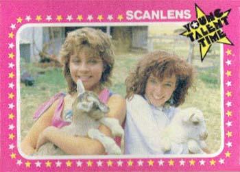 1986 Scanlens Young Talent Time #4 Katie and Danielle with Some Fury Friends Front