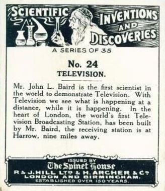 1929 Spinet House Scientific Inventions and Discoveries (Large) #24 Television Back
