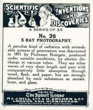 1929 Spinet House Scientific Inventions and Discoveries (Large) #26 X-Ray Photography Back