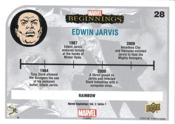 2022 Upper Deck Marvel Beginnings Volume 2, Series 1 - Rainbow Foil #28 Edwin Jarvis Back