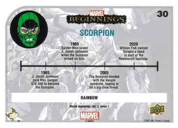 2022 Upper Deck Marvel Beginnings Volume 2, Series 1 - Rainbow Foil #30 Scorpion Back