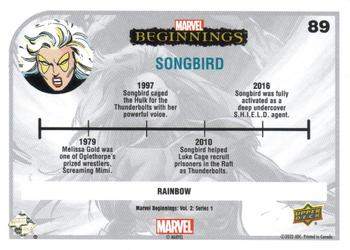 2022 Upper Deck Marvel Beginnings Volume 2, Series 1 - Rainbow Foil #89 Songbird Back