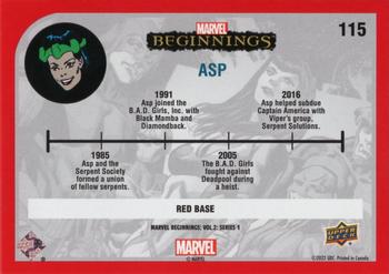 2022 Upper Deck Marvel Beginnings Volume 2, Series 1 - Red Border #115 Asp Back
