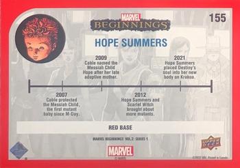 2022 Upper Deck Marvel Beginnings Volume 2, Series 1 - Red Border #155 Hope Summers Back