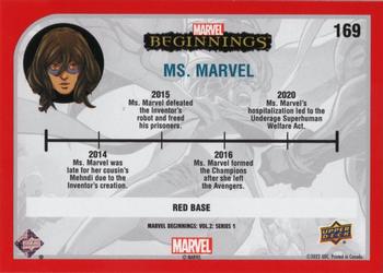 2022 Upper Deck Marvel Beginnings Volume 2, Series 1 - Red Border #169 Ms. Marvel Back