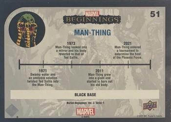 2022 Upper Deck Marvel Beginnings Volume 2, Series 1 - Black Border #51 Man-Thing Back
