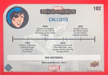 2022 Upper Deck Marvel Beginnings Volume 2, Series 1 - Red Supernova #102 Callisto Back